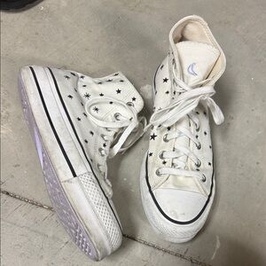 Women’s Converse Chuck Taylor Platform High Embroidered Stars Egret sz 8